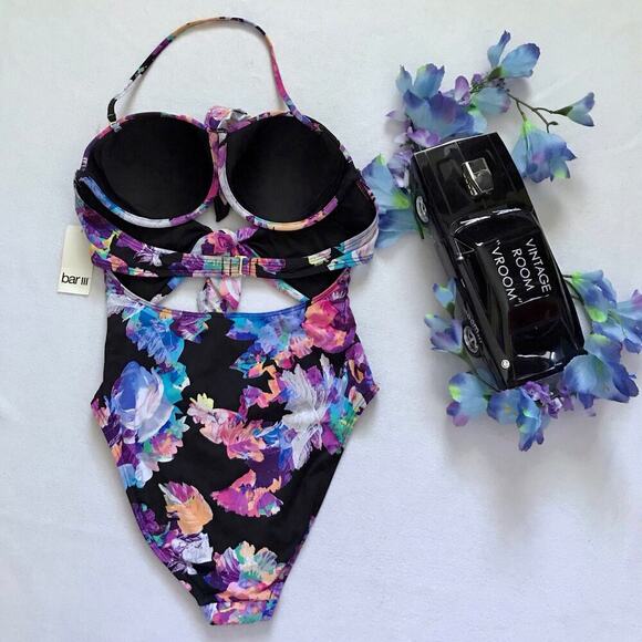Bar III NWT Cut Out Floral Swimwear Women L - Picture 5 of 11